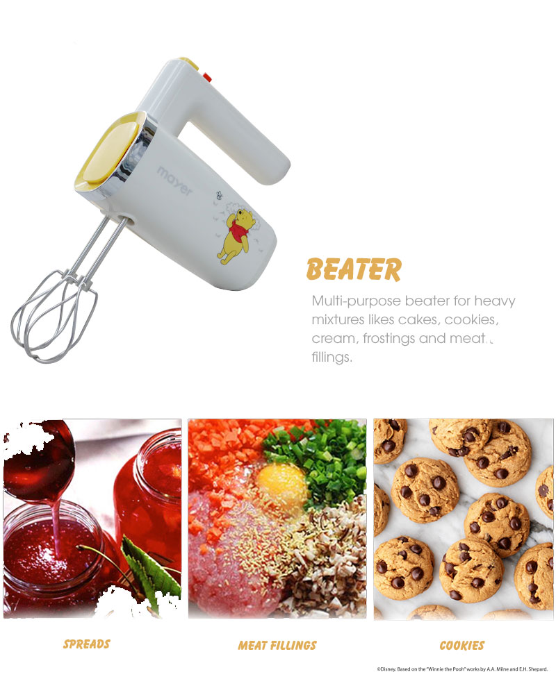 Hand Mixer 5 Stainless Steel Accessories: Beaters x 2, Dough Hooks x 2,  Whisk x1